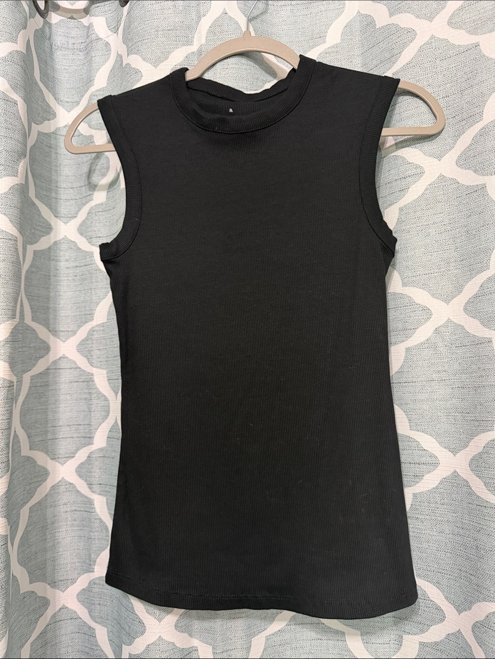 a new day Black Sleeveless Ribbed Mock Neck Tank